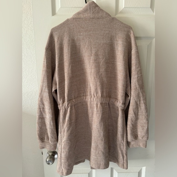7 For All Mankind waist tie Cardigan beige Size Medium long-sleeve - Picture 3 of 12